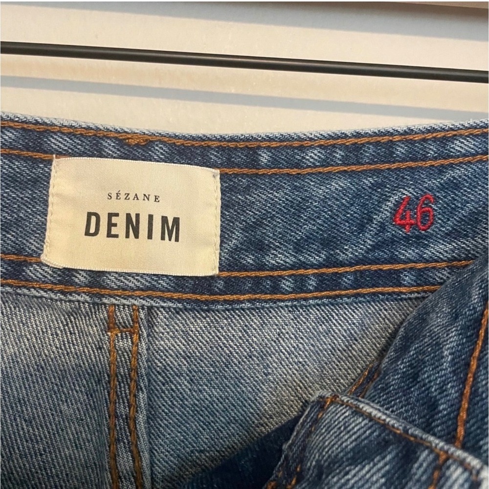 Sezane Le Crop jeans wide leg fr 46 high rise denim classic boho preppy casual - Picture 3 of 6